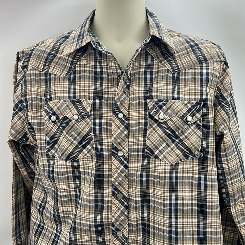 Fender long sleeve snap button plaid vintage shirt medium
